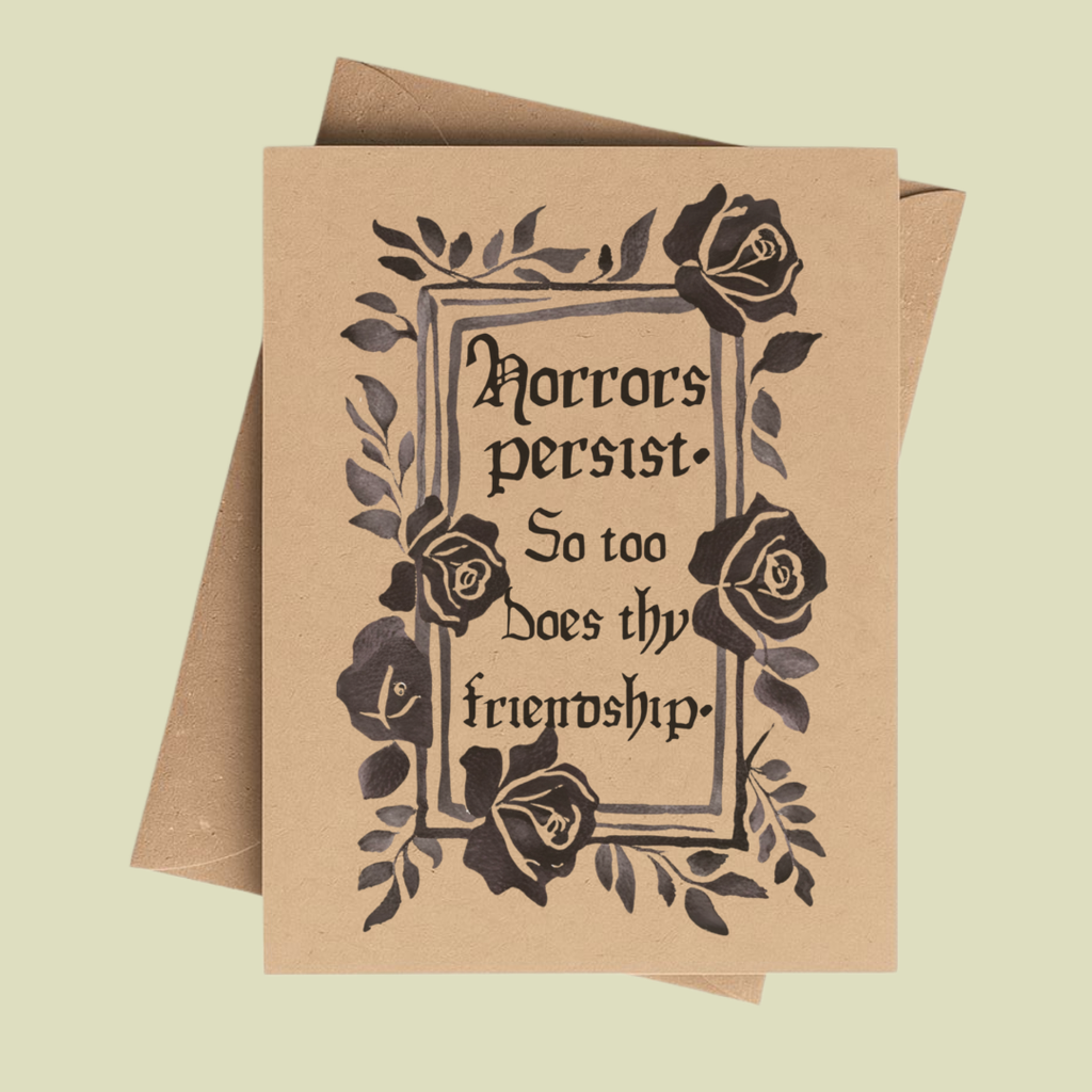Black Rose Funny Fairytale Friendship Card on Kraft Paper