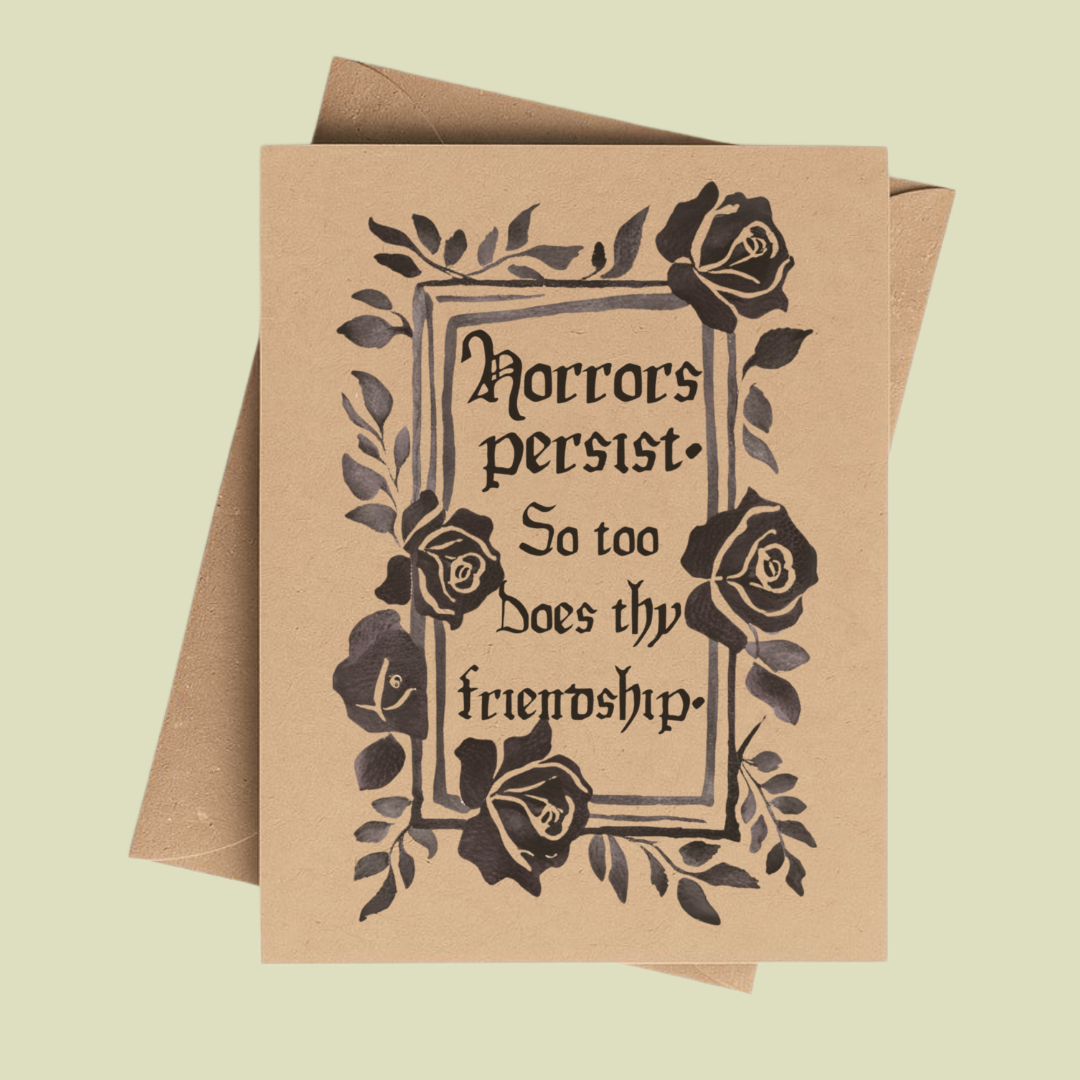 Black Rose Funny Fairytale Friendship Card on Kraft Paper