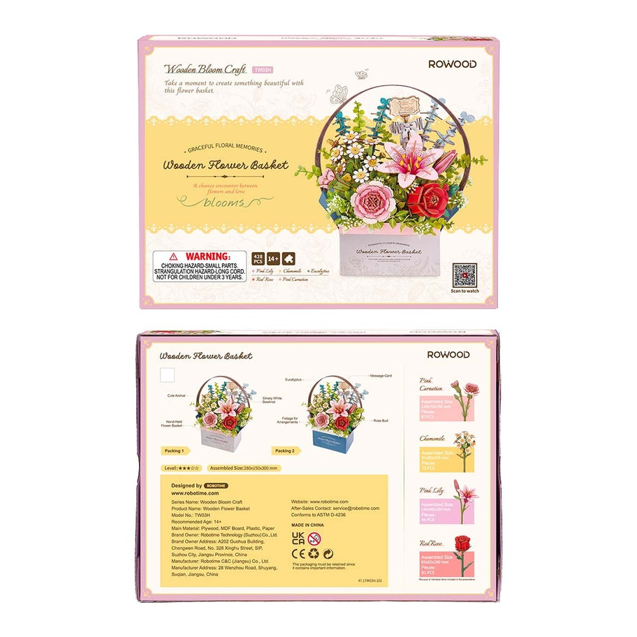 Wooden Flower Basket 3D Puzzle