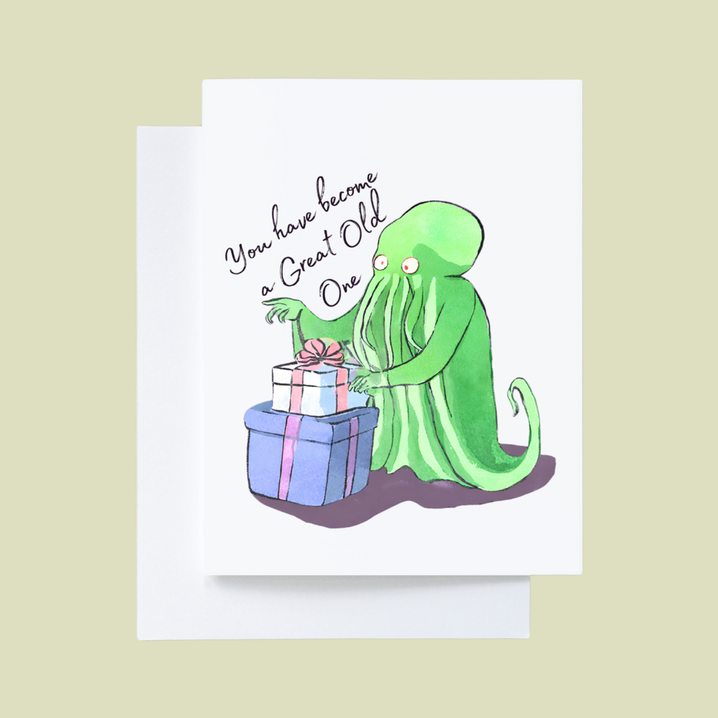 Cthulhu Great Old One Literary Nerd Bookshop Birthday Card