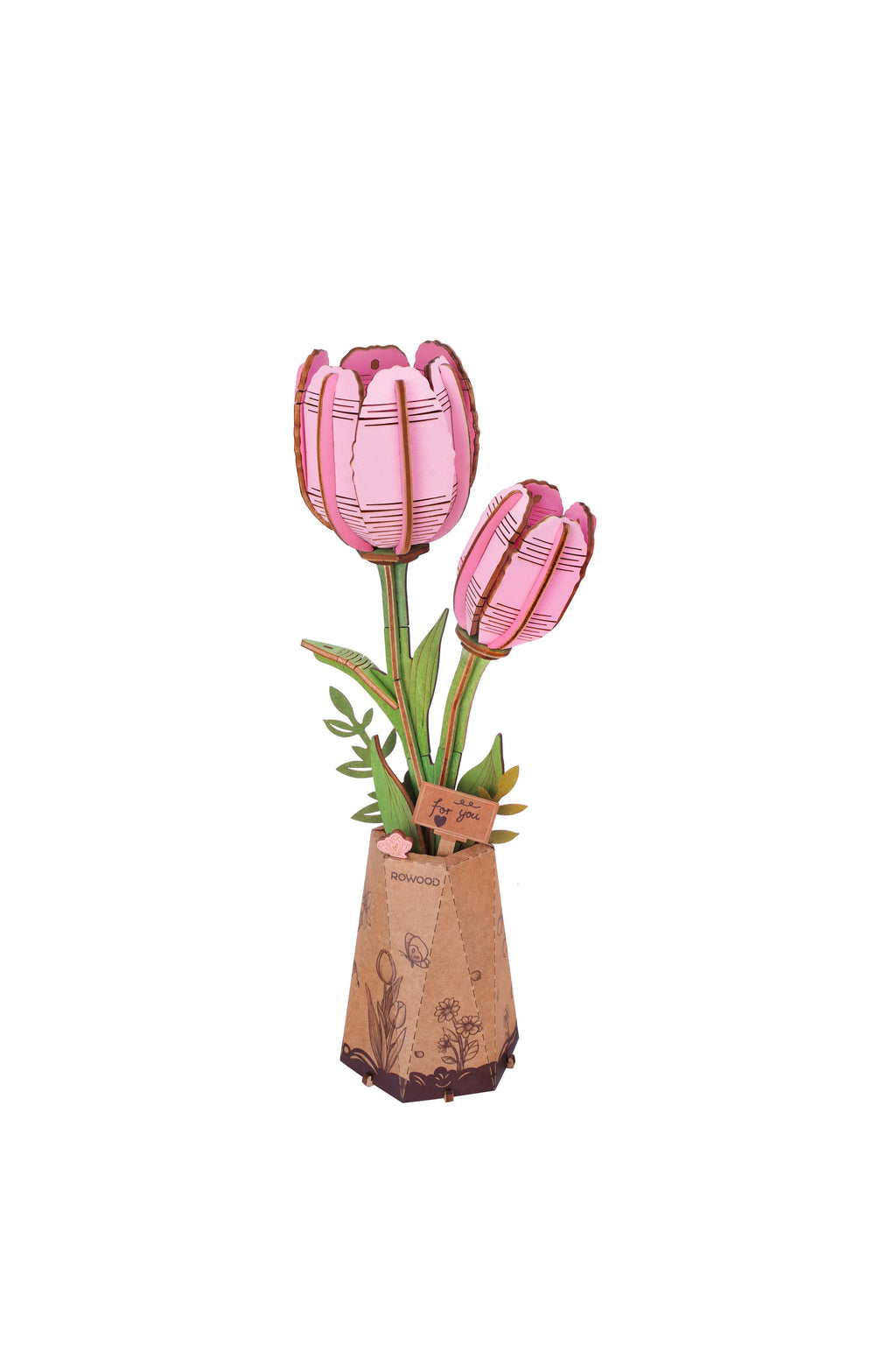 Pink Tulip Rowood DIY Wooden Flower 3D