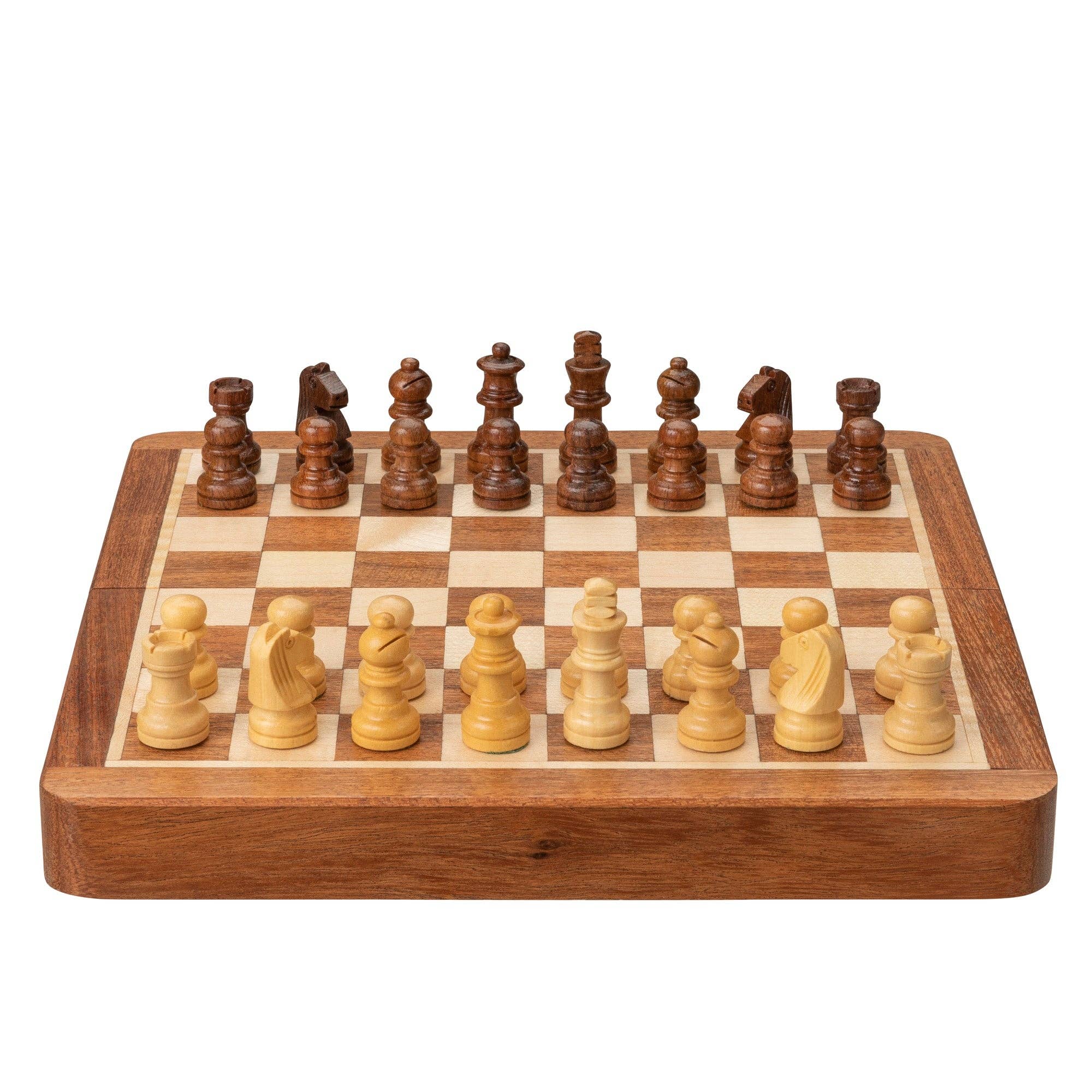 Travel Magnetic Wood Folding Chess Set, 7 inches