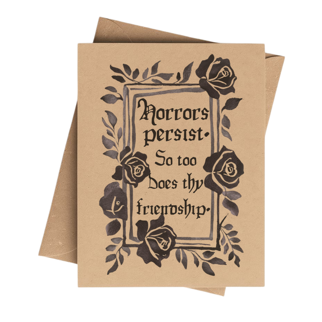 Black Rose Funny Fairytale Friendship Card on Kraft Paper