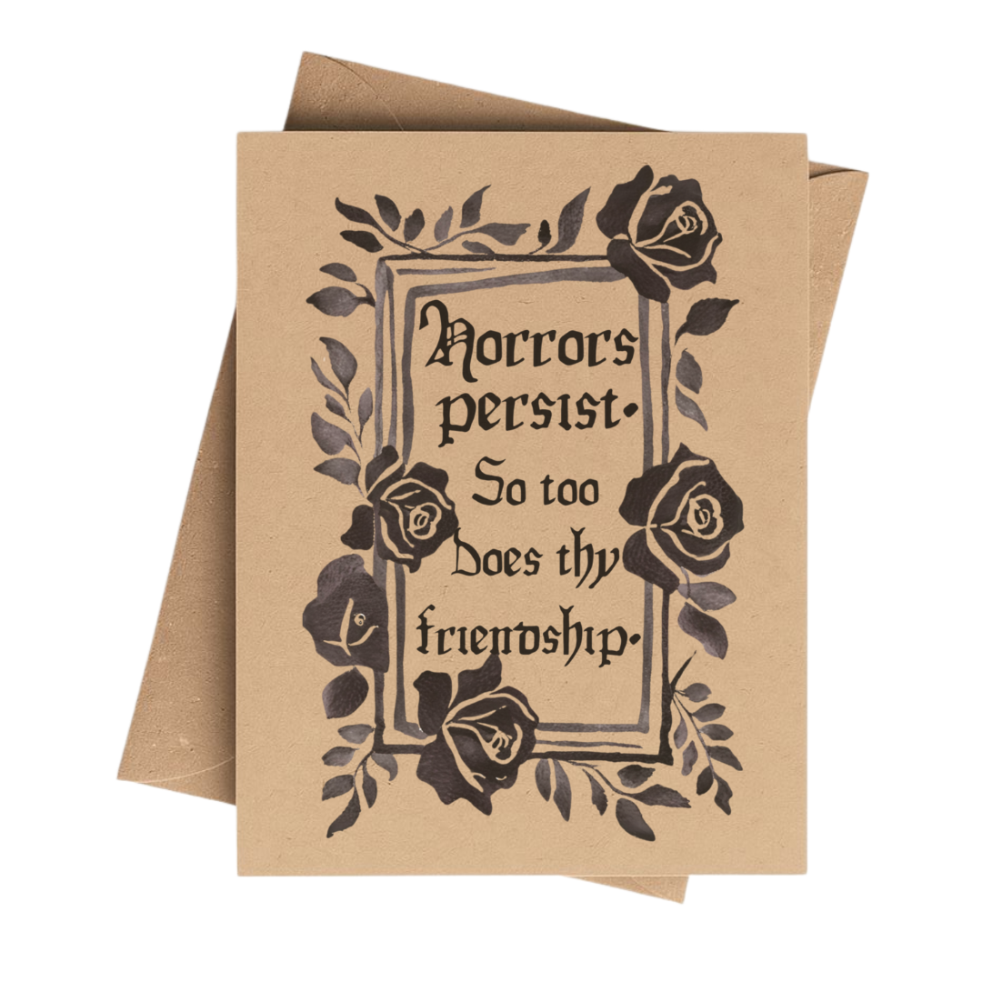 Black Rose Funny Fairytale Friendship Card on Kraft Paper
