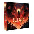 Iliad tile-placement strategy game with heroes Hector and Achilles, punchboard tiles and cloth bag