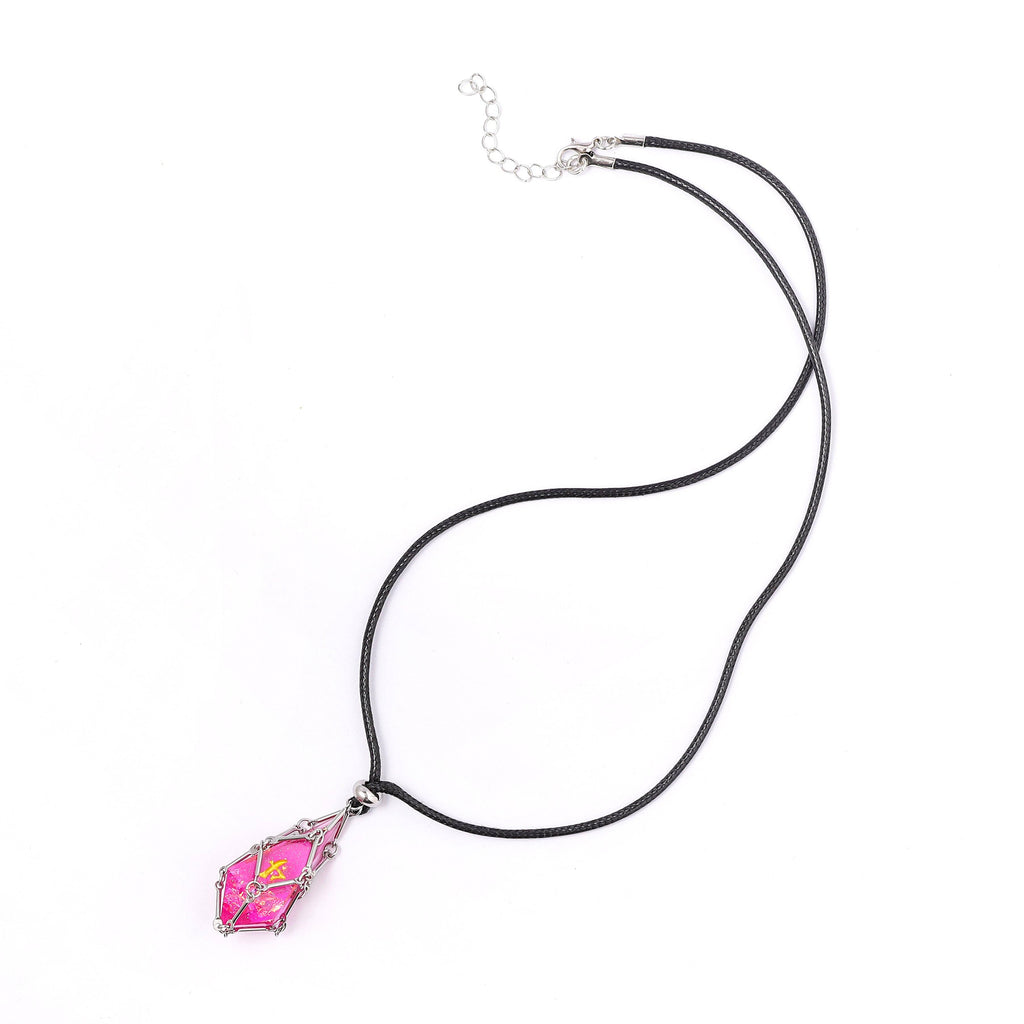 Mysticage Dice Chain Necklace with D4 - Black Leather Chain