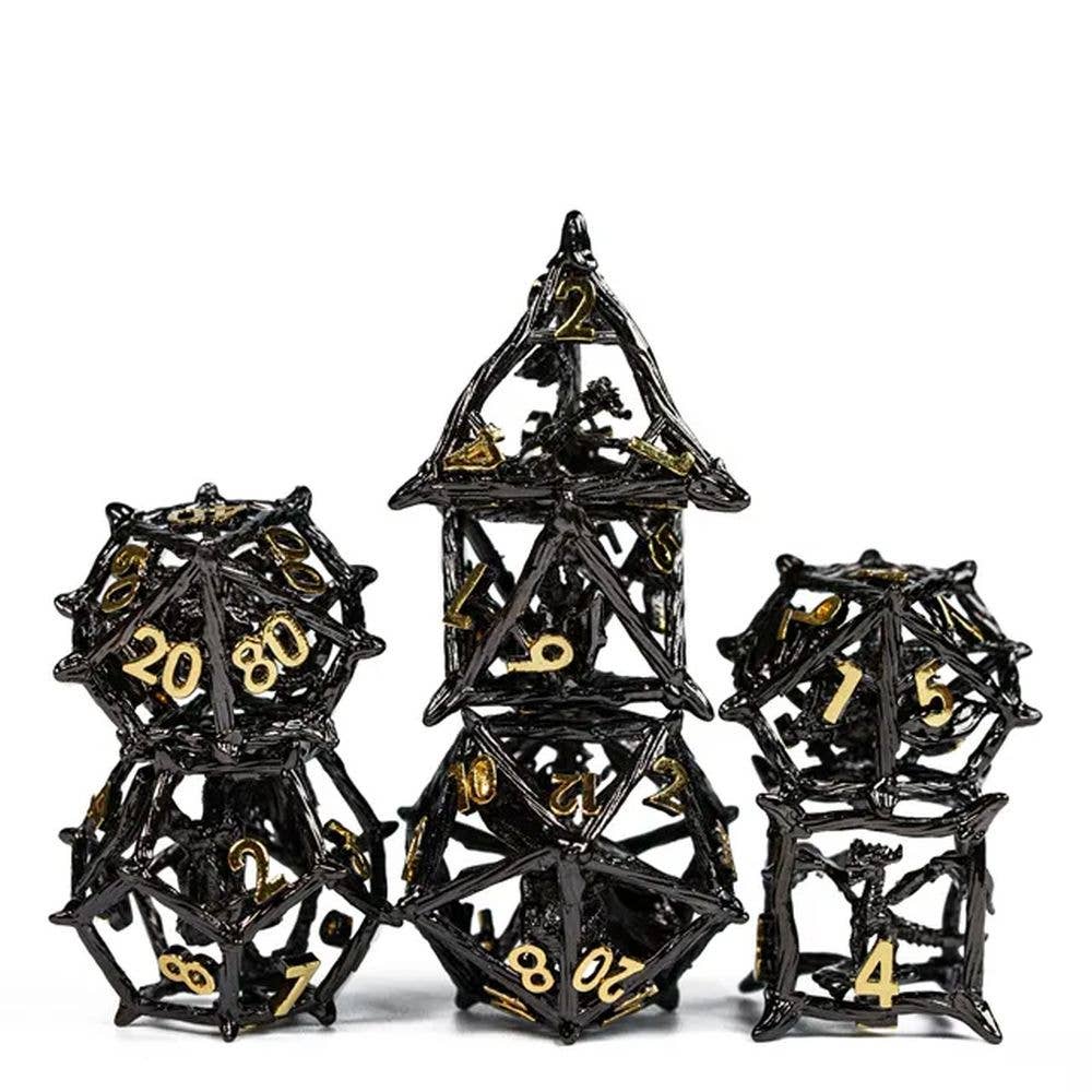Caged Dragon Hollow Metal Dice Set