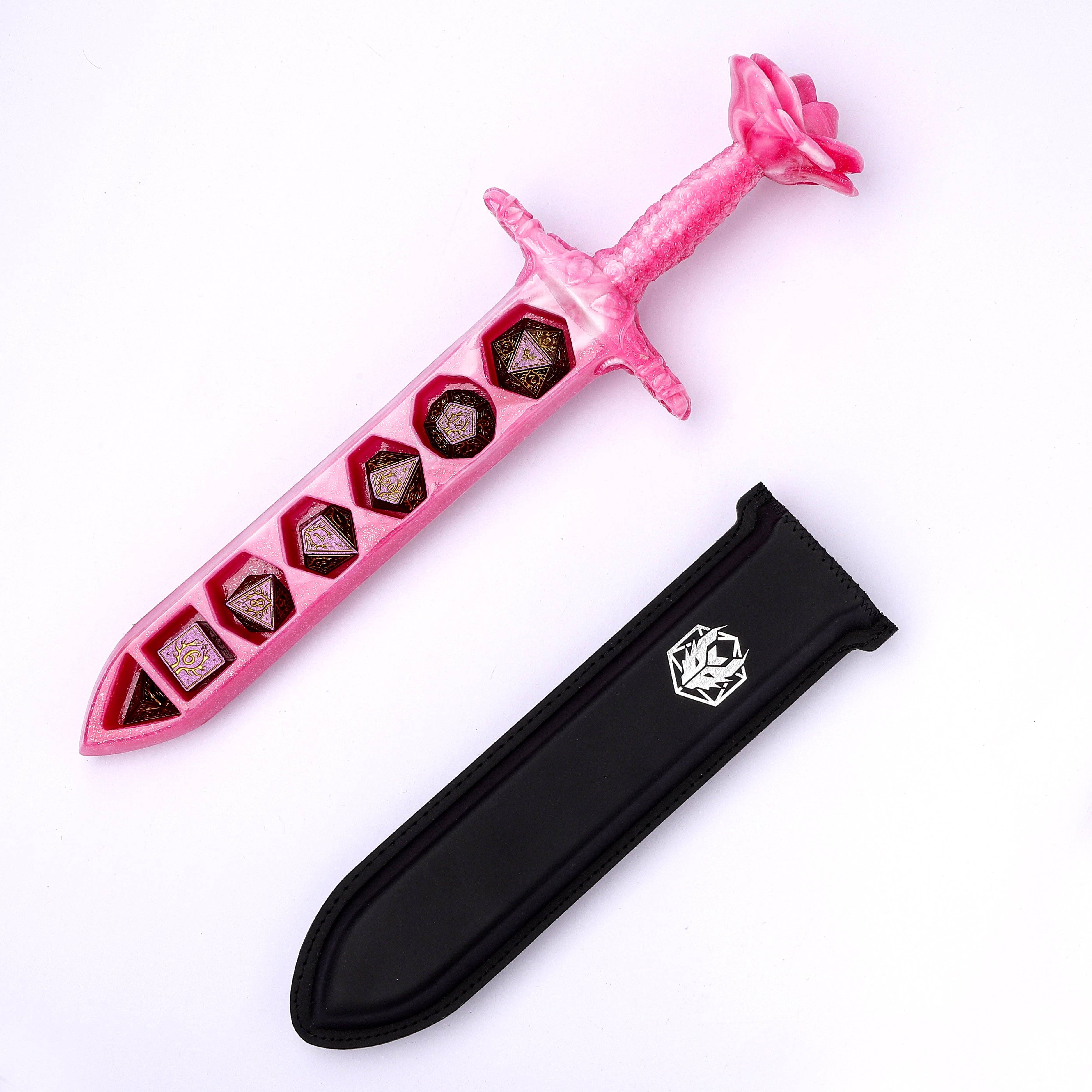 Rose Dagger Resin Dice Case - Pink