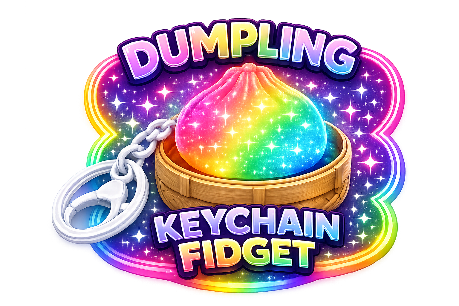 Fun Doh Dumpling Light-Up Click Fidget Keychain - 12/Display