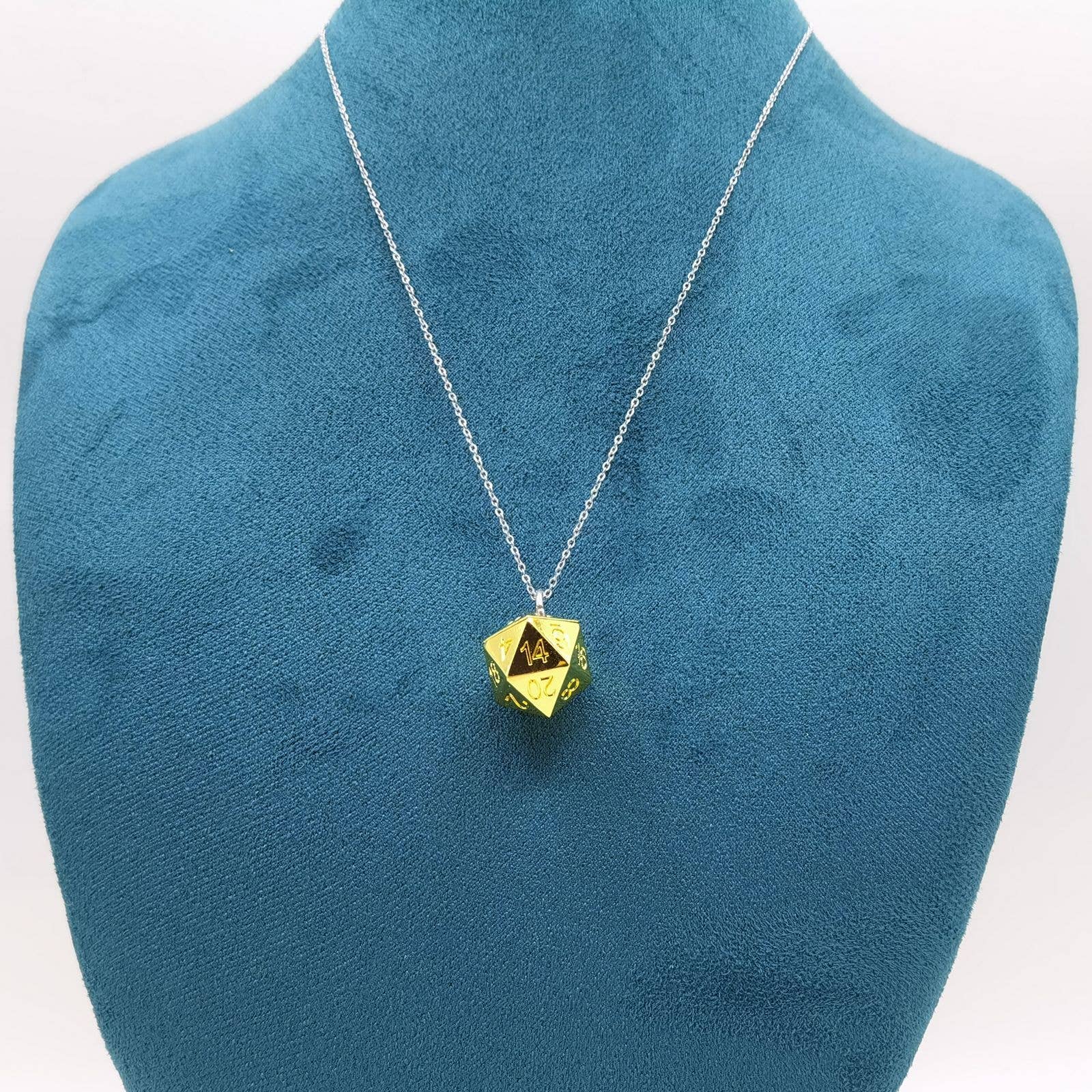 Solid Metal D20 Necklace - Gold