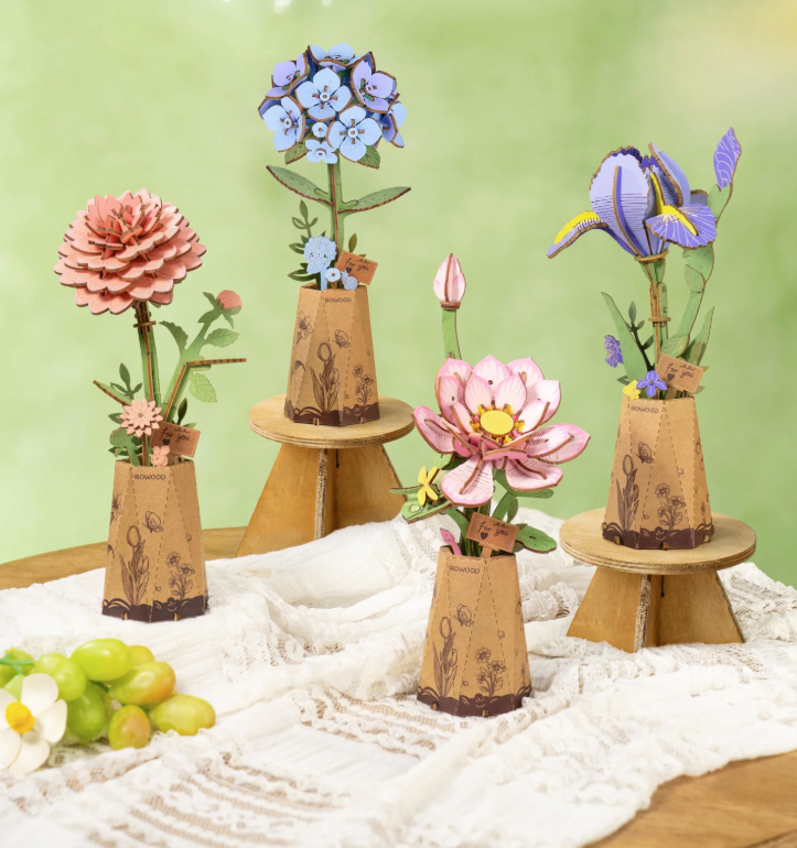 Rowood Lotus DIY Wooden Wooden Flower 3D Puzzle