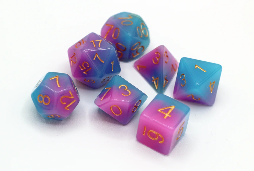 Pink & Blue Glow in the Dark RPG Dice