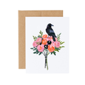Black Raven Halloween Floral Bouquet Card