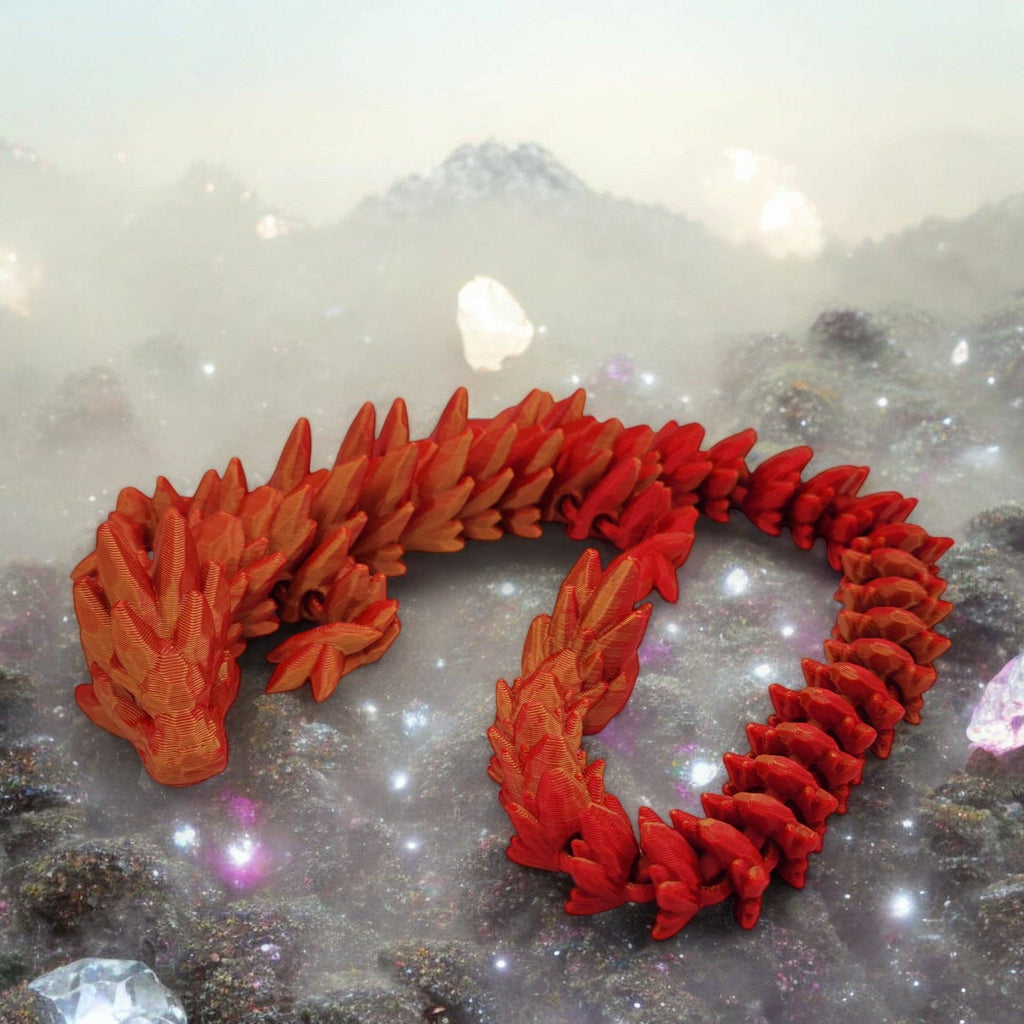 3D Printed Articulated Gemstone Dragon Toy – 16"