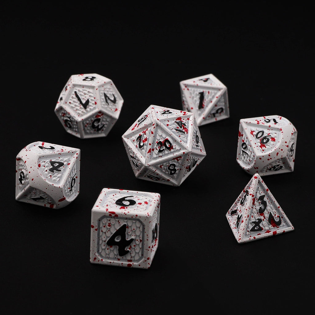 Solid Metal Behemoth Dice set - Blood Splatter