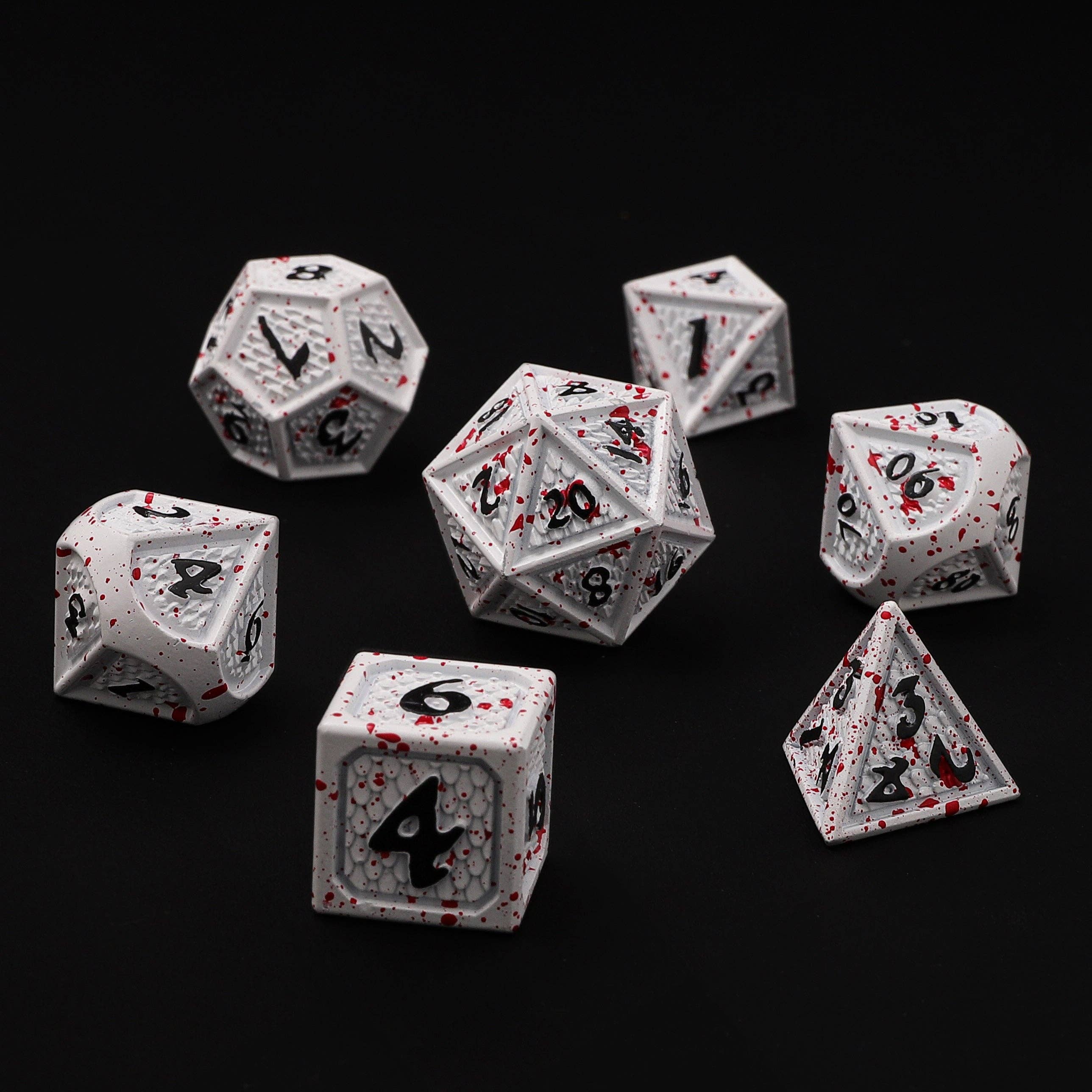 Solid Metal Behemoth Dice set - Blood Splatter