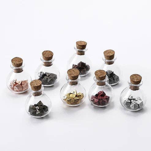 HY00406 Unseelie Tiny Dice Set in Potion Bottle - Rose Gold