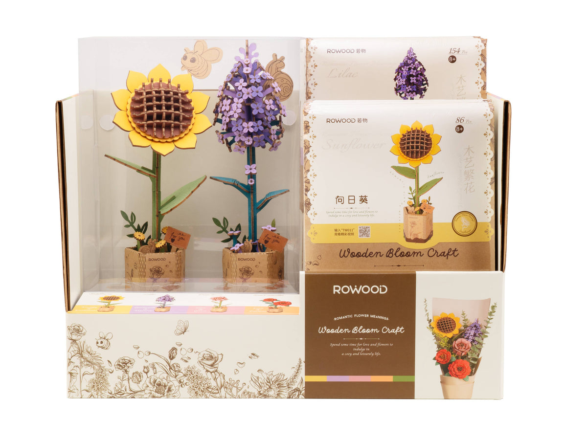 Sunflower Robotime Rowood DIY Wooden Flower 3D Puzzles